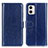 Leather Case Stands Flip Cover Holder M07L for Motorola Moto G73 5G Blue