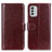 Leather Case Stands Flip Cover Holder M07L for Nokia G60 5G Brown