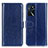 Leather Case Stands Flip Cover Holder M07L for Oppo A16s Blue