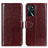 Leather Case Stands Flip Cover Holder M07L for Oppo A16s Brown
