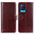 Leather Case Stands Flip Cover Holder M07L for Oppo A54 4G Brown