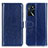 Leather Case Stands Flip Cover Holder M07L for Oppo A54s Blue