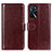 Leather Case Stands Flip Cover Holder M07L for Oppo A54s Brown