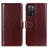 Leather Case Stands Flip Cover Holder M07L for Oppo A55 5G Brown