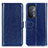 Leather Case Stands Flip Cover Holder M07L for Oppo A74 5G Blue