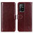 Leather Case Stands Flip Cover Holder M07L for Oppo A94 5G Brown