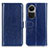 Leather Case Stands Flip Cover Holder M07L for Oppo Reno10 5G Blue