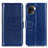 Leather Case Stands Flip Cover Holder M07L for Oppo Reno5 F Blue