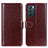 Leather Case Stands Flip Cover Holder M07L for Oppo Reno6 5G Brown