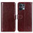 Leather Case Stands Flip Cover Holder M07L for Oppo Reno9 5G Brown