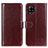 Leather Case Stands Flip Cover Holder M07L for Samsung Galaxy A22 4G Brown