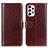 Leather Case Stands Flip Cover Holder M07L for Samsung Galaxy A23 4G Brown