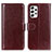 Leather Case Stands Flip Cover Holder M07L for Samsung Galaxy A53 5G Brown