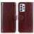 Leather Case Stands Flip Cover Holder M07L for Samsung Galaxy A73 5G Brown