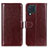 Leather Case Stands Flip Cover Holder M07L for Samsung Galaxy M32 4G Brown