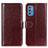 Leather Case Stands Flip Cover Holder M07L for Samsung Galaxy M52 5G Brown