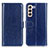 Leather Case Stands Flip Cover Holder M07L for Samsung Galaxy S21 FE 5G Blue