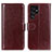 Leather Case Stands Flip Cover Holder M07L for Samsung Galaxy S22 Ultra 5G Brown