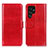 Leather Case Stands Flip Cover Holder M07L for Samsung Galaxy S22 Ultra 5G Red