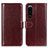 Leather Case Stands Flip Cover Holder M07L for Sony Xperia 5 III SO-53B Brown