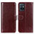 Leather Case Stands Flip Cover Holder M07L for Vivo iQOO Z6 5G Brown