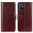 Leather Case Stands Flip Cover Holder M07L for Vivo Y33e 5G Brown