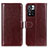 Leather Case Stands Flip Cover Holder M07L for Xiaomi Mi 11i 5G (2022) Brown