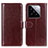 Leather Case Stands Flip Cover Holder M07L for Xiaomi Mi 14 Pro 5G Brown