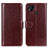 Leather Case Stands Flip Cover Holder M07L for Xiaomi POCO C3 Brown
