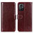 Leather Case Stands Flip Cover Holder M07L for Xiaomi Poco M4 5G Brown