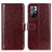 Leather Case Stands Flip Cover Holder M07L for Xiaomi Poco M4 Pro 5G Brown