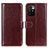 Leather Case Stands Flip Cover Holder M07L for Xiaomi Redmi 10 (2022) Brown