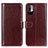 Leather Case Stands Flip Cover Holder M07L for Xiaomi Redmi Note 10 JE 5G Brown