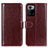 Leather Case Stands Flip Cover Holder M07L for Xiaomi Redmi Note 10 Pro 5G Brown