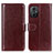 Leather Case Stands Flip Cover Holder M07L for Xiaomi Redmi Note 11R 5G Brown