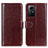 Leather Case Stands Flip Cover Holder M07L for Xiaomi Redmi Note 12S Brown