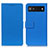 Leather Case Stands Flip Cover Holder M08L for Google Pixel 6a 5G Blue
