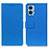 Leather Case Stands Flip Cover Holder M08L for Motorola Moto E22 Blue