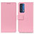 Leather Case Stands Flip Cover Holder M08L for Motorola Moto Edge (2021) 5G Pink