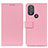 Leather Case Stands Flip Cover Holder M08L for Motorola Moto G Play (2023) Pink