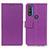 Leather Case Stands Flip Cover Holder M08L for Motorola Moto G Pure Purple