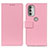 Leather Case Stands Flip Cover Holder M08L for Motorola Moto G51 5G Pink