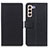 Leather Case Stands Flip Cover Holder M08L for Samsung Galaxy S22 5G Black