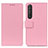 Leather Case Stands Flip Cover Holder M08L for Sony Xperia 1 III Pink