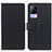 Leather Case Stands Flip Cover Holder M08L for Vivo V21e 4G Black