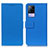 Leather Case Stands Flip Cover Holder M08L for Vivo V21e 4G Blue