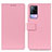 Leather Case Stands Flip Cover Holder M08L for Vivo V21e 4G Pink