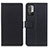 Leather Case Stands Flip Cover Holder M08L for Xiaomi Redmi Note 10 5G Black