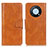 Leather Case Stands Flip Cover Holder M09L for Huawei Enjoy 50 Pro Brown