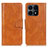 Leather Case Stands Flip Cover Holder M09L for Huawei Honor X8a 4G Brown